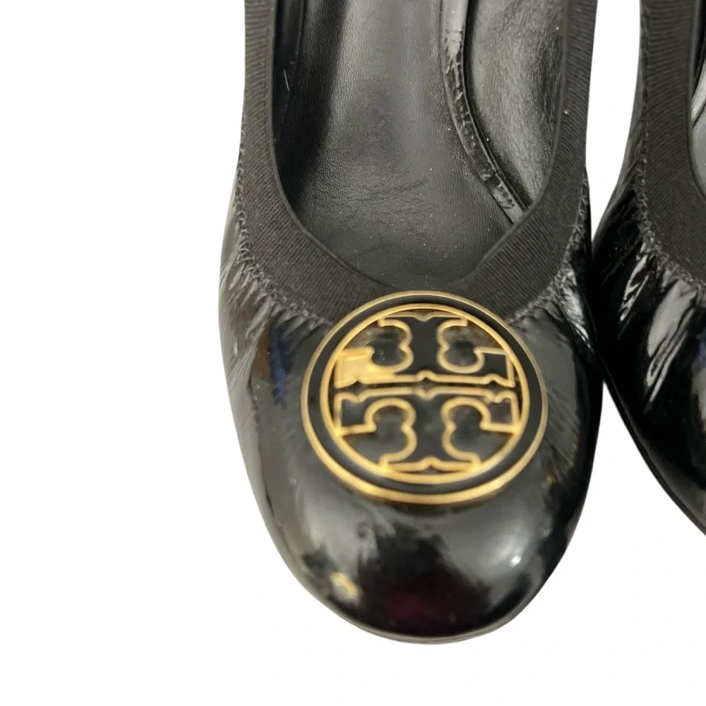 Tory Burch “Caroline” Flex Leather Pump Heels, Black, Women’s, Size 9